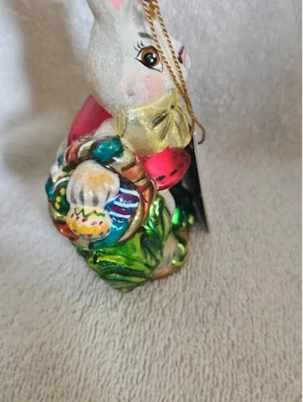 Vintage Kurt S. Adler Polonaise Komozja Easter Bunny Glass Ornament 5 by 3